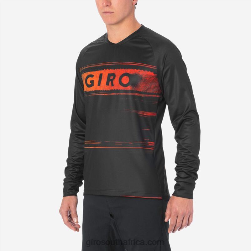 Black/Red Hypnotic 6H28D735 Men Giro Roust Ls Jersey
