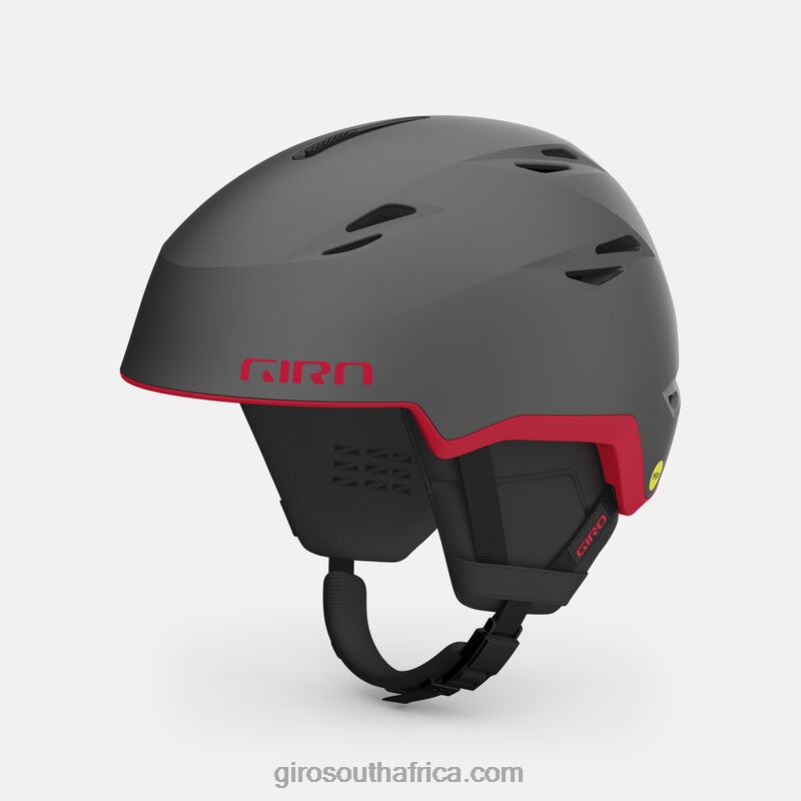 Matte Graphite/Red 6H28D351 Men Giro Grid Spherical Helmet