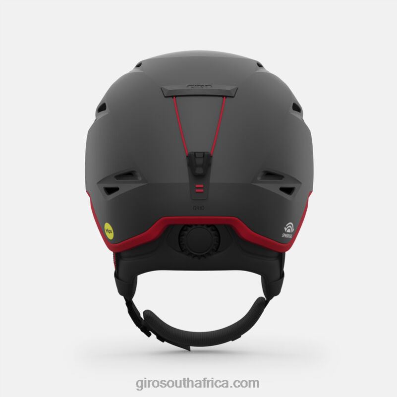 Matte Graphite/Red 6H28D351 Men Giro Grid Spherical Helmet