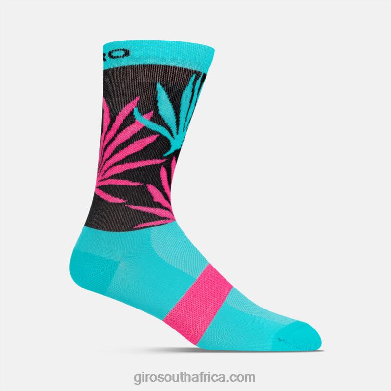 Screaming Teal/Neon Pink Palms 6H28D798 Unisex Giro Comp Racer High Rise Sock